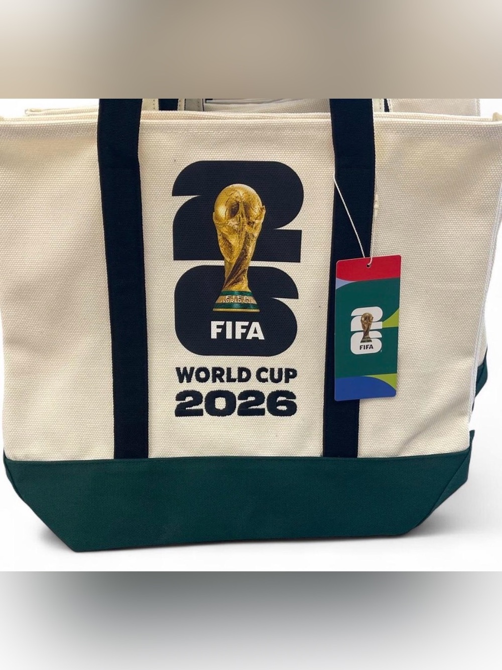FIFA World Cup 2026 White & Dark Green Canvas Tote Bag